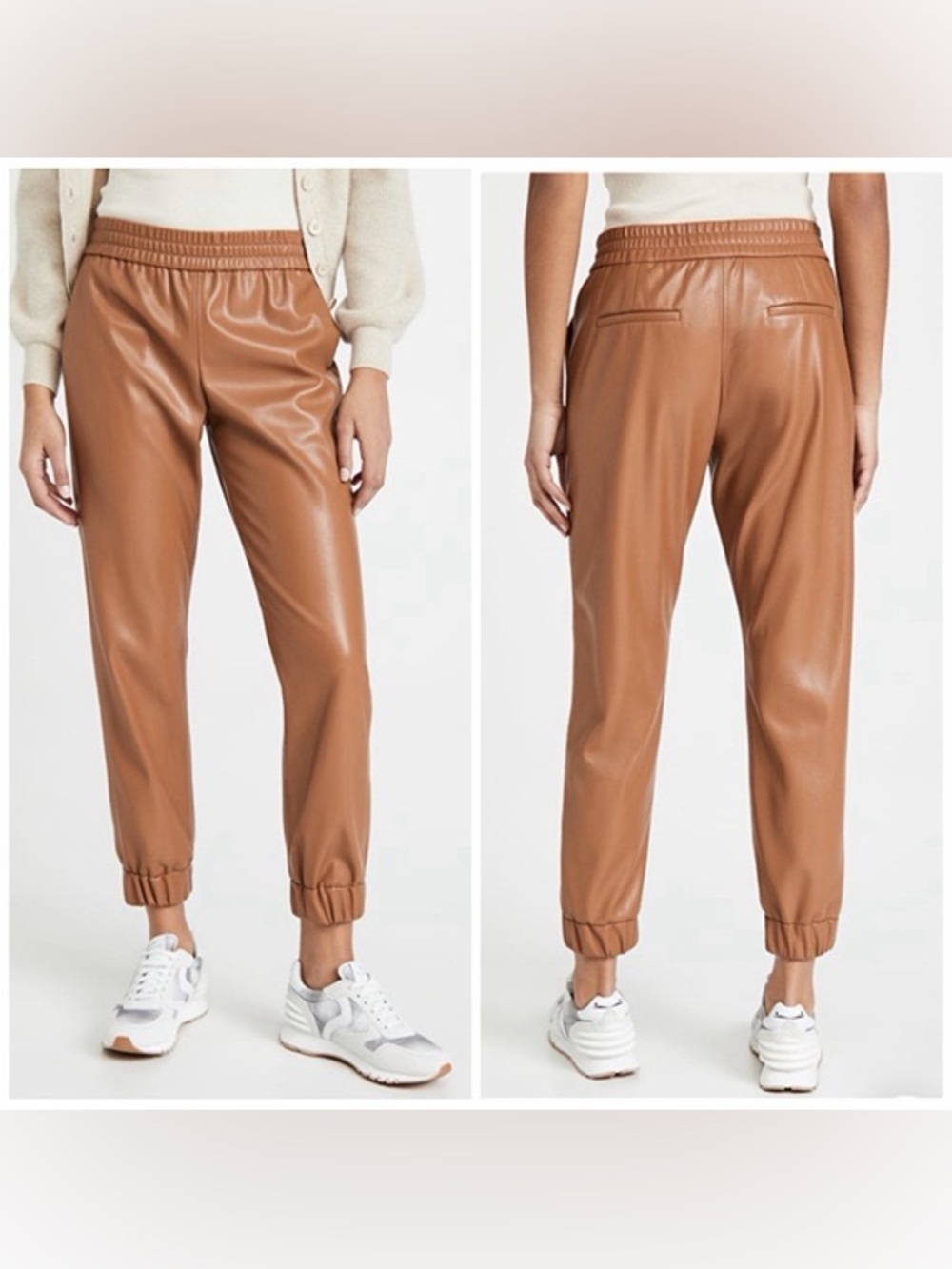 Alice + Olivia Chestnut Faux Leather Jogger Pants